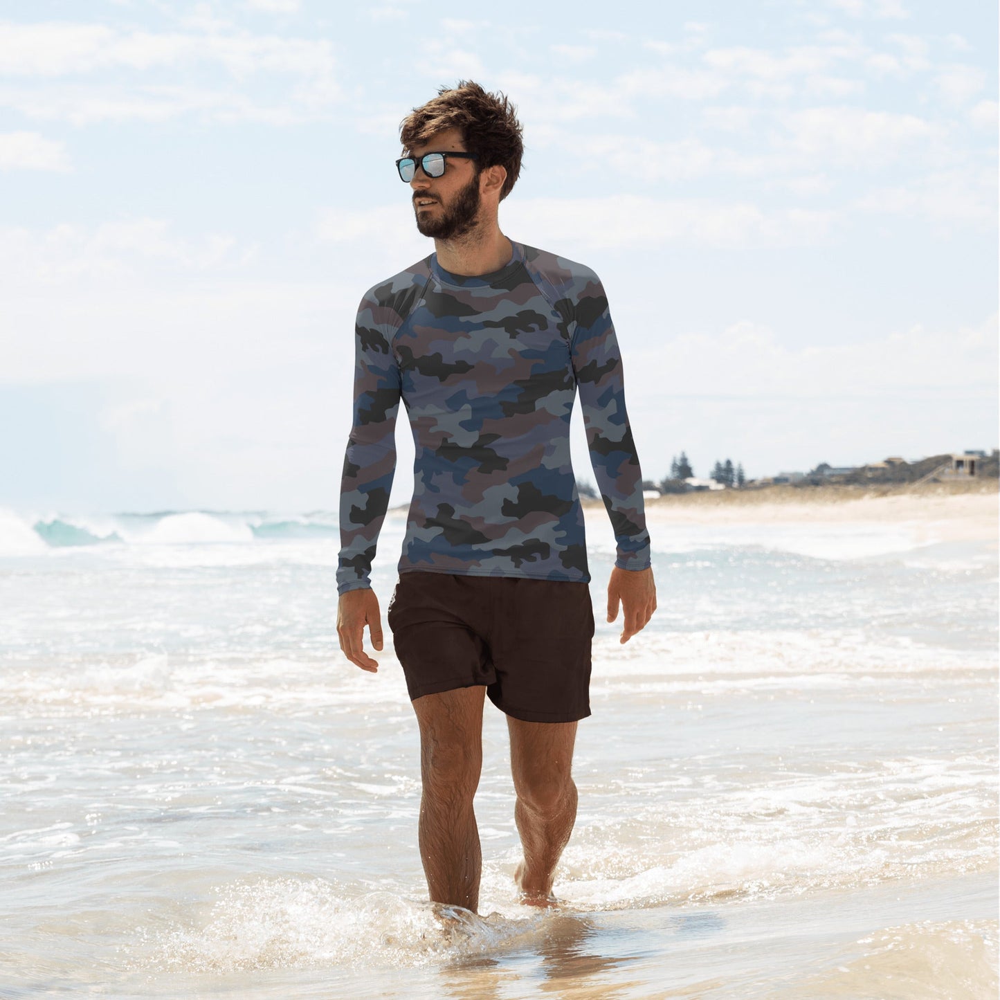 Serbian Oak Leaf Urban CAMO Mens Long-sleeve Rash Guard - XS - Long-Sleeve