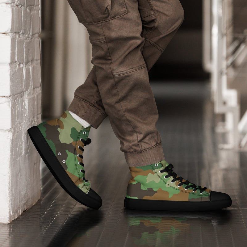Oak Leaf Serbian Woodland CAMO Mens High-Top Canvas Shoes - 5