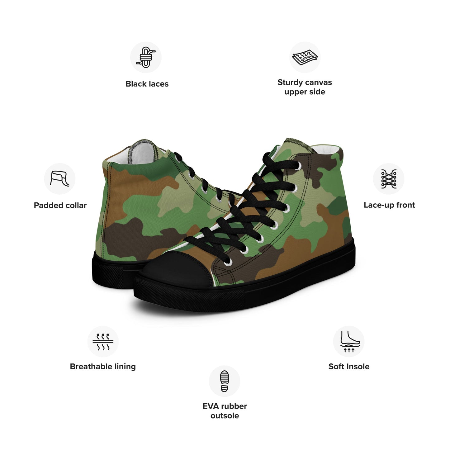 Serbian Oak Leaf Woodland CAMO Mens high top canvas shoes - High Top Canvas Shoes