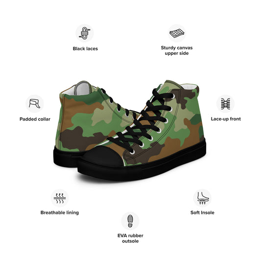 Serbian Oak Leaf Woodland CAMO Mens high top canvas shoes - High Top Canvas Shoes