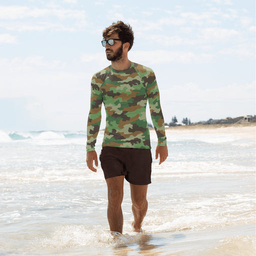 Oak Leaf Serbian Woodland CAMO Mens Long-Sleeve Rash Guard - XS