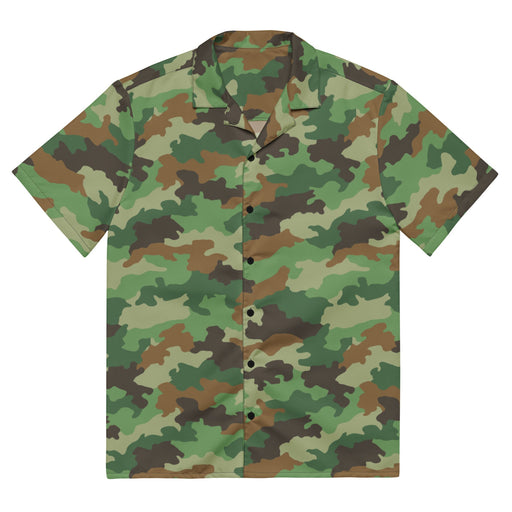 Oak Leaf Serbian Woodland CAMO Unisex Short-Sleeve Button Shirt - 2XS - Button-Up