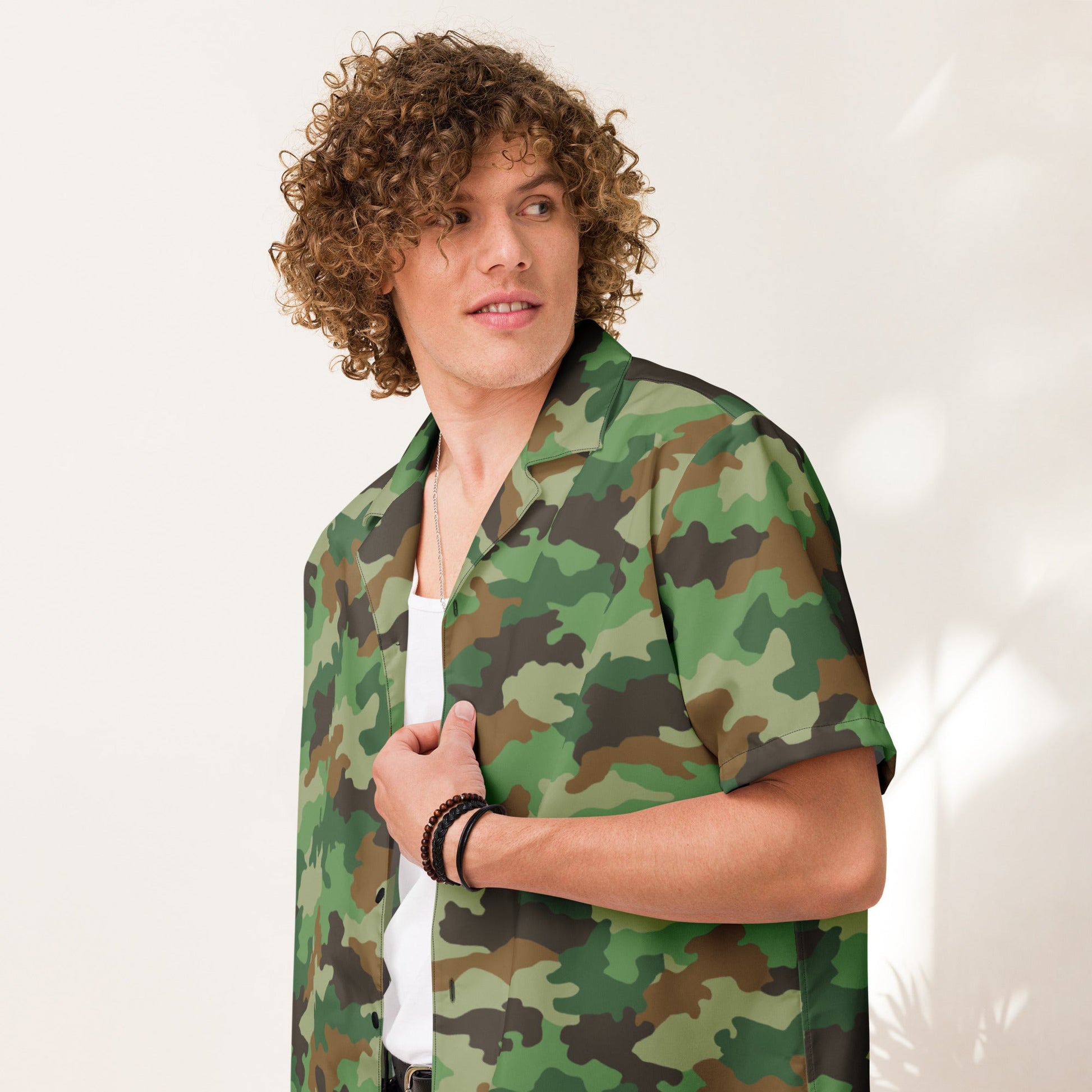 Serbian Oak Leaf Woodland CAMO Unisex button shirt - Button Shirts
