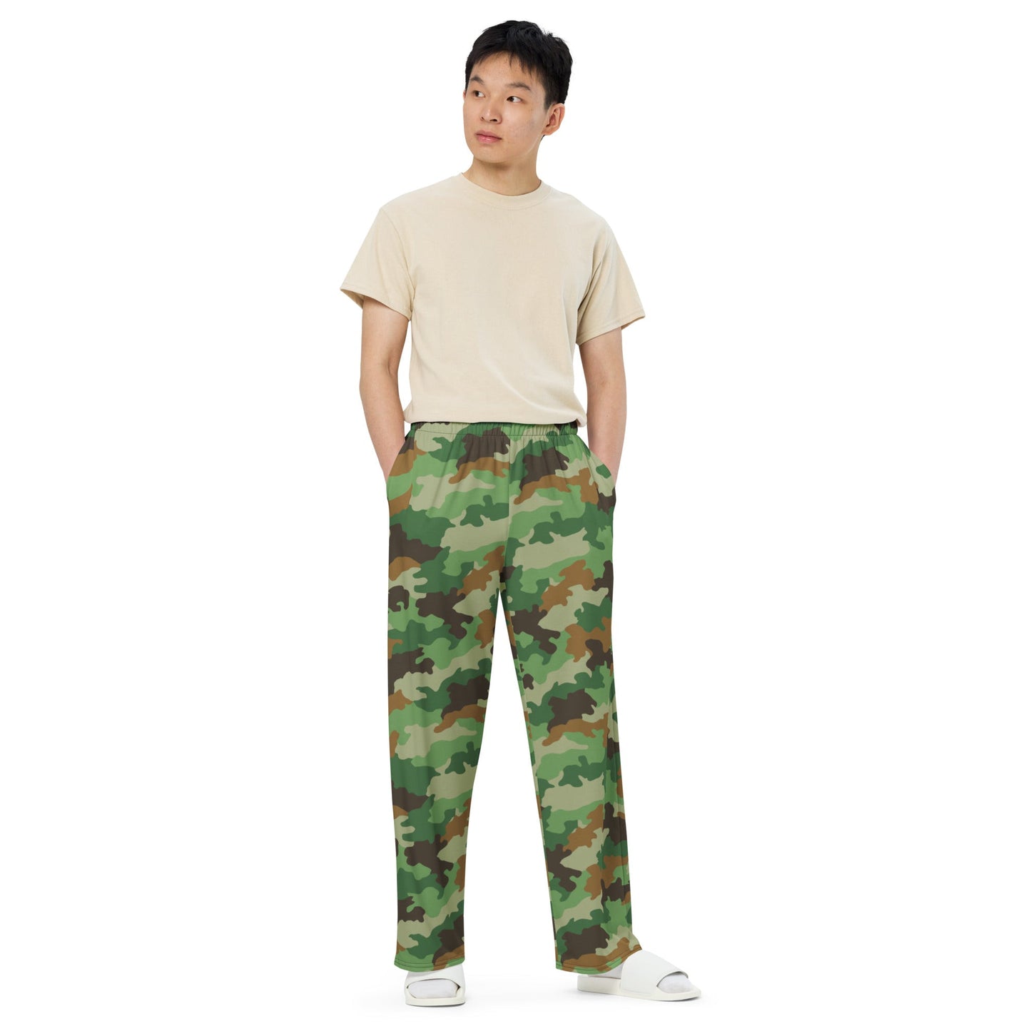 Serbian Oak Leaf Woodland CAMO unisex wide-leg pants - Wide-leg Pants