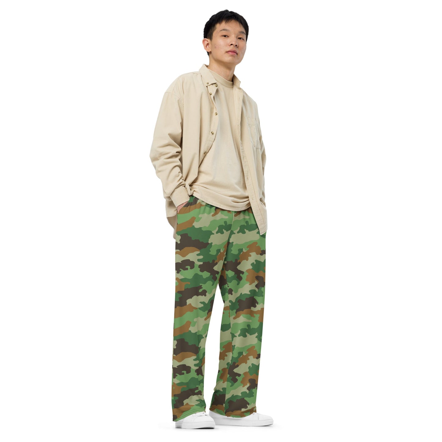 Serbian Oak Leaf Woodland CAMO unisex wide-leg pants - Wide-leg Pants