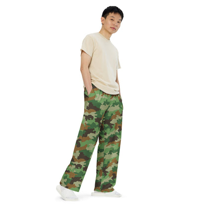 Serbian Oak Leaf Woodland CAMO unisex wide-leg pants - Wide-leg Pants