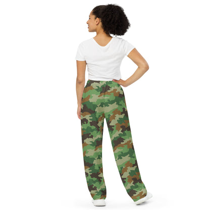 Serbian Oak Leaf Woodland CAMO unisex wide-leg pants - Wide-leg Pants