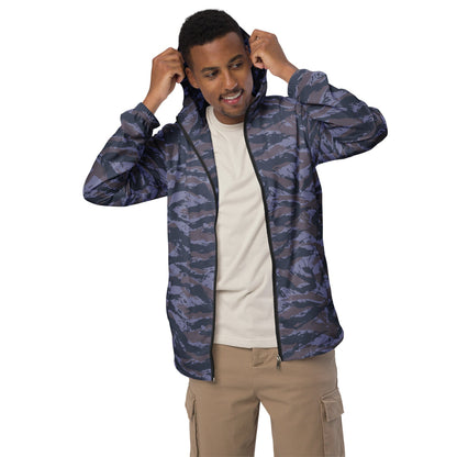 Serbian Tiger Stripe Blue Police CAMO Men’s windbreaker - Mens Windbreaker