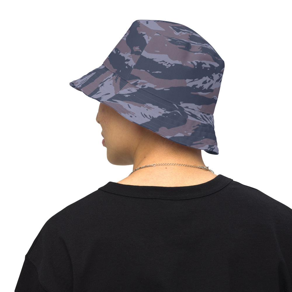 Serbian Tiger Stripe Blue Police CAMO Reversible bucket hat - Bucket Hat