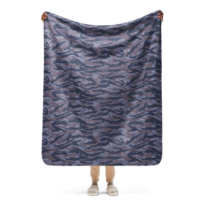 Serbian Tiger Stripe Blue Police CAMO Sherpa blanket - 50″×60″ - Blanket