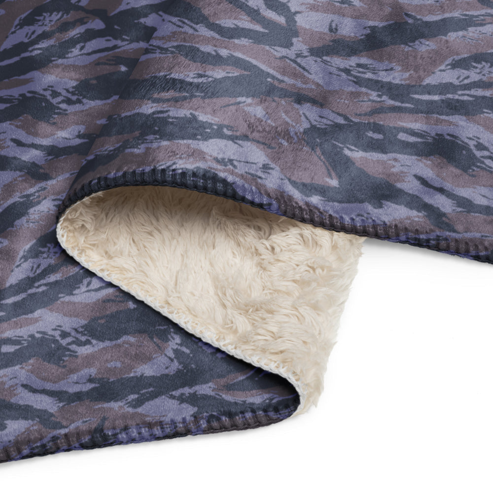 Serbian Tiger Stripe Blue Police CAMO Sherpa blanket - Blanket