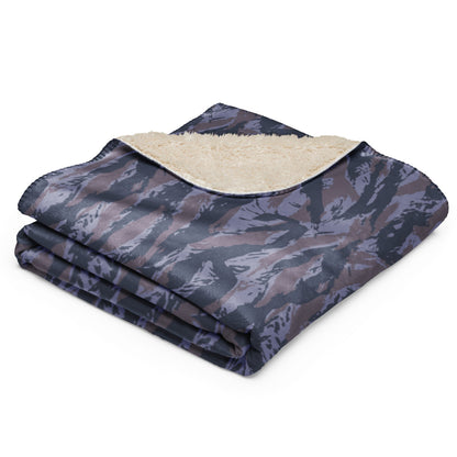 Serbian Tiger Stripe Blue Police CAMO Sherpa blanket - Blanket