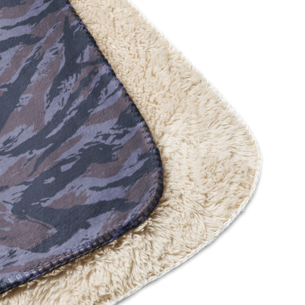 Serbian Tiger Stripe Blue Police CAMO Sherpa blanket - Blanket