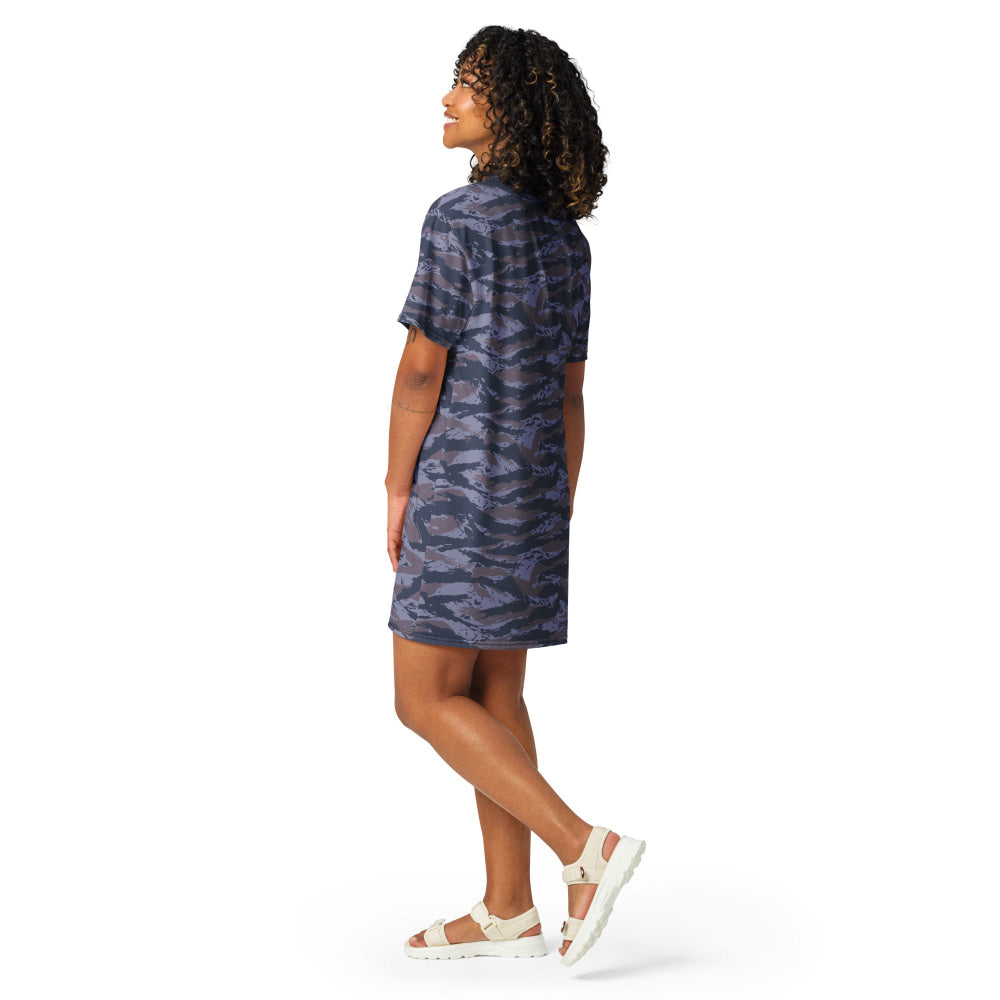 Serbian Tiger Stripe Blue Police CAMO T-shirt dress - Womens T-Shirt Dress