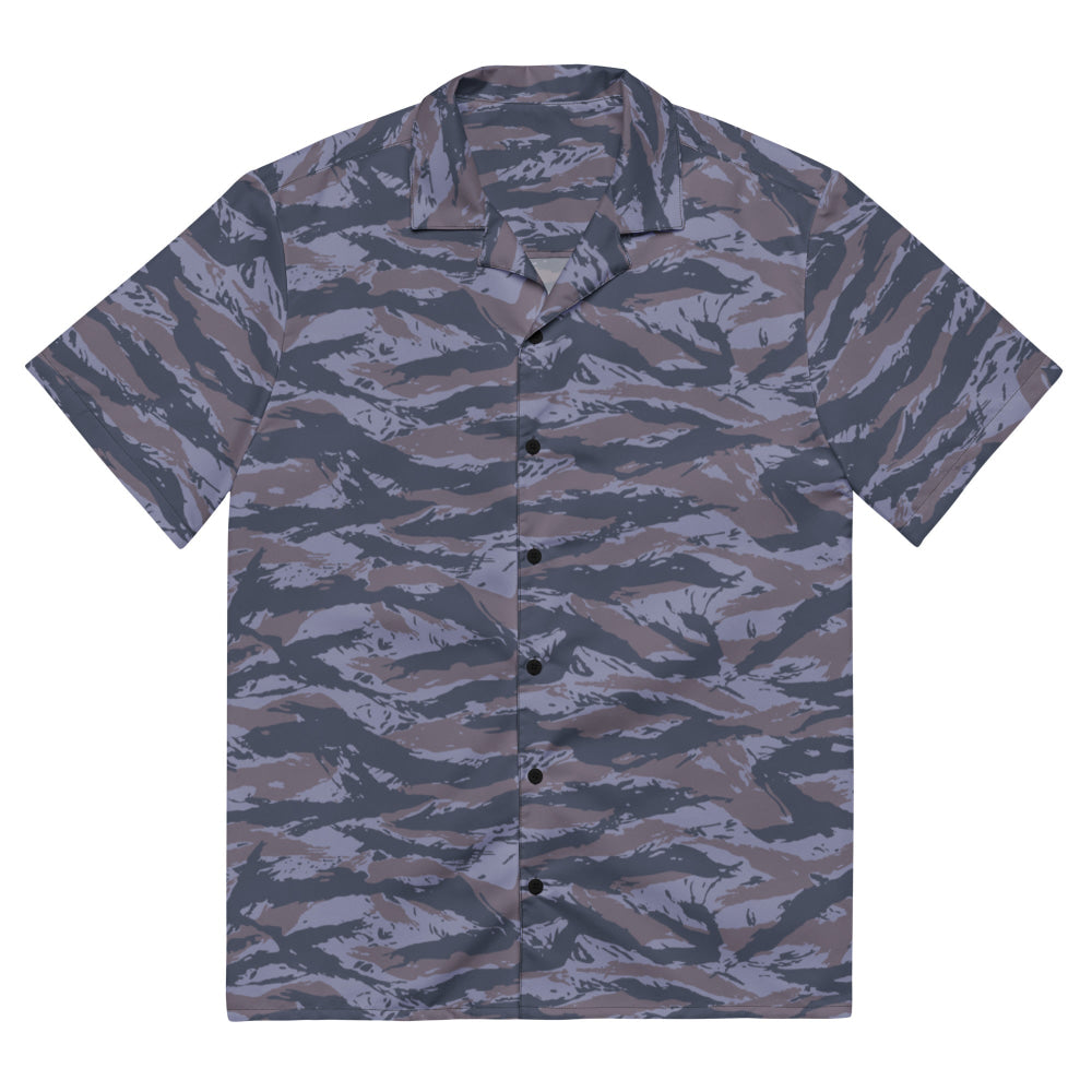 Serbian Tiger Stripe Blue Police CAMO Unisex button shirt - 2XS - Button Shirt