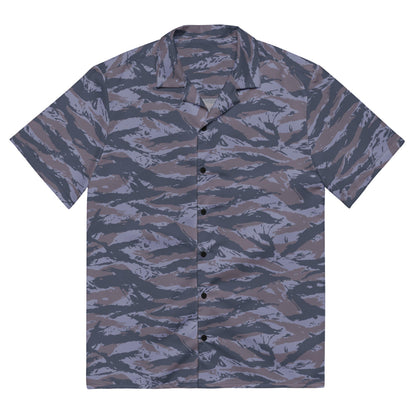 Serbian Tiger Stripe Blue Police CAMO Unisex button shirt - 2XS - Button Shirt