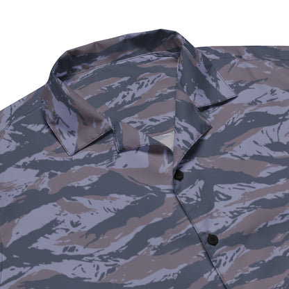 Serbian Tiger Stripe Blue Police CAMO Unisex button shirt - Button Shirt