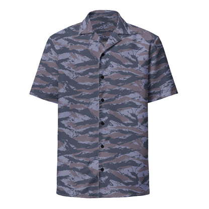 Serbian Tiger Stripe Blue Police CAMO Unisex button shirt - Button Shirt