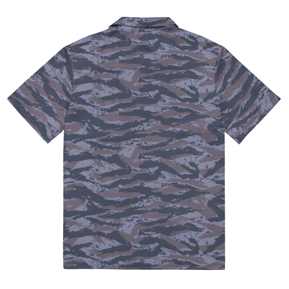 Serbian Tiger Stripe Blue Police CAMO Unisex button shirt - Button Shirt