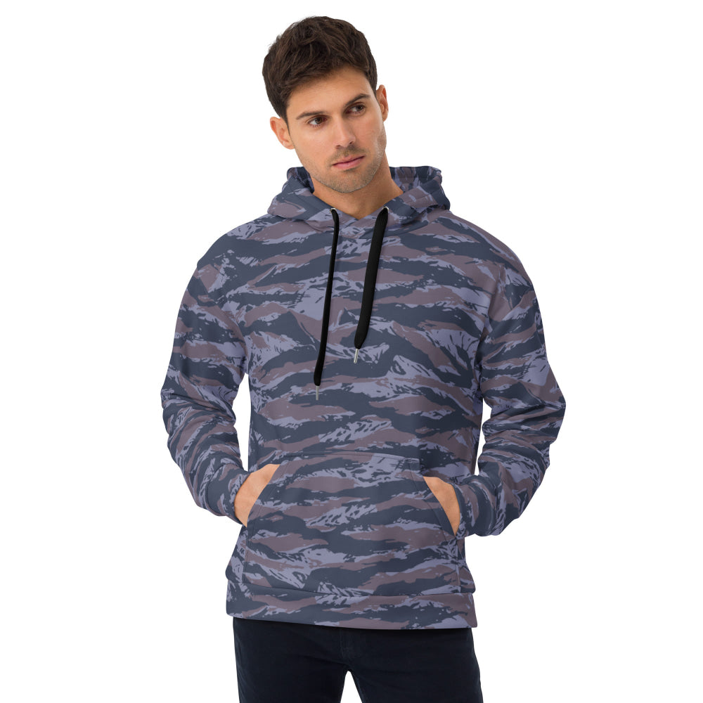 Serbian Tiger Stripe Blue Police CAMO Unisex Hoodie - 2XS