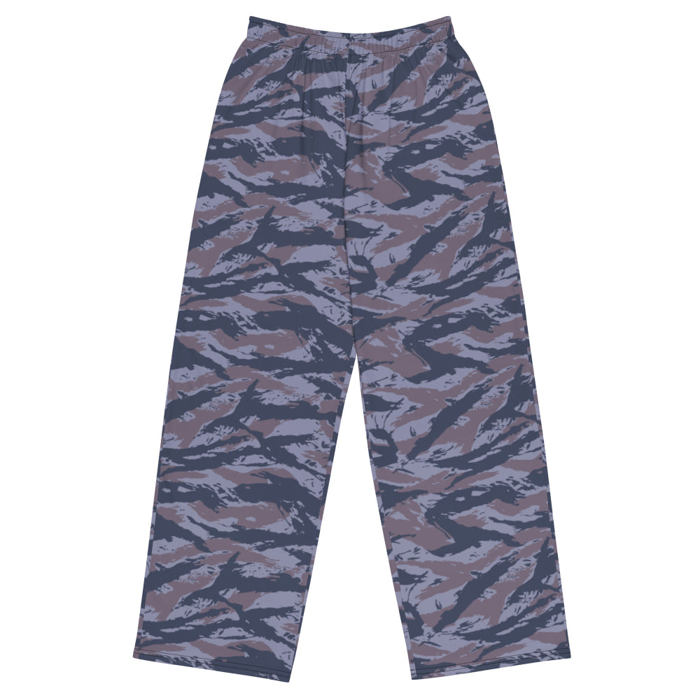 Serbian Tiger Stripe Blue Police CAMO unisex wide-leg pants - 2XS - Unisex Wide-Leg Pants