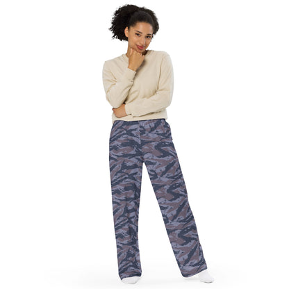 Serbian Tiger Stripe Blue Police CAMO unisex wide-leg pants - Unisex Wide-Leg Pants