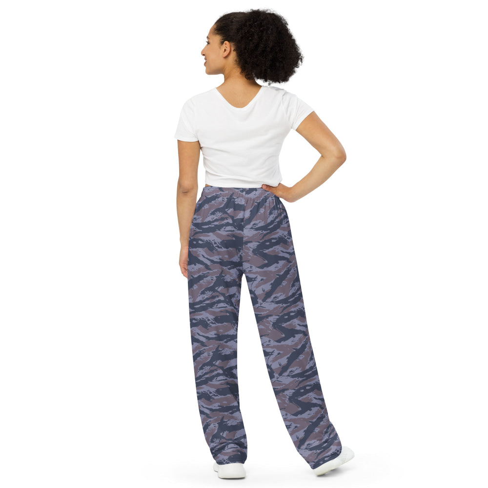 Serbian Tiger Stripe Blue Police CAMO unisex wide-leg pants - Unisex Wide-Leg Pants