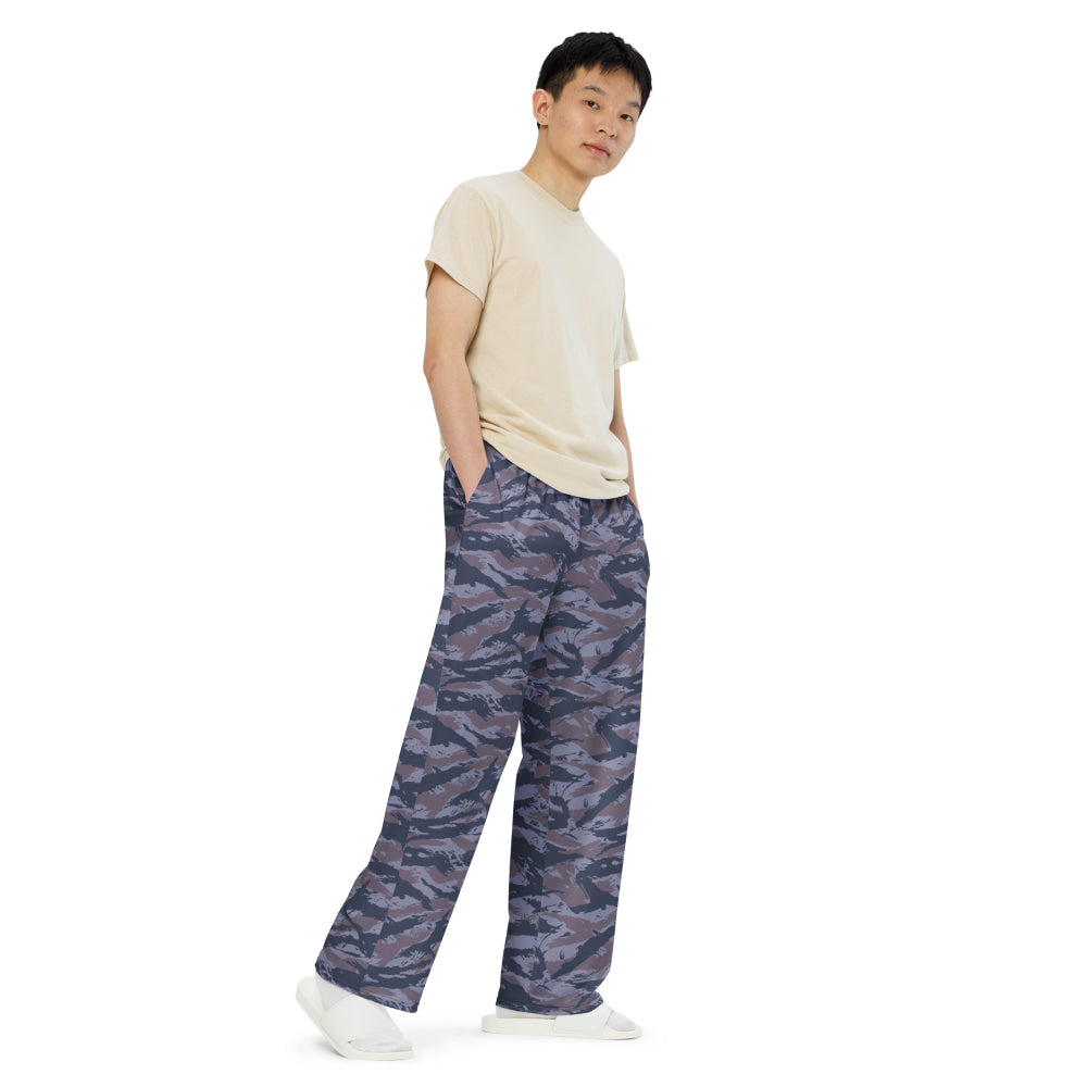 Serbian Tiger Stripe Blue Police CAMO unisex wide-leg pants - Unisex Wide-Leg Pants