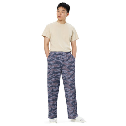 Serbian Tiger Stripe Blue Police CAMO unisex wide-leg pants - Unisex Wide-Leg Pants