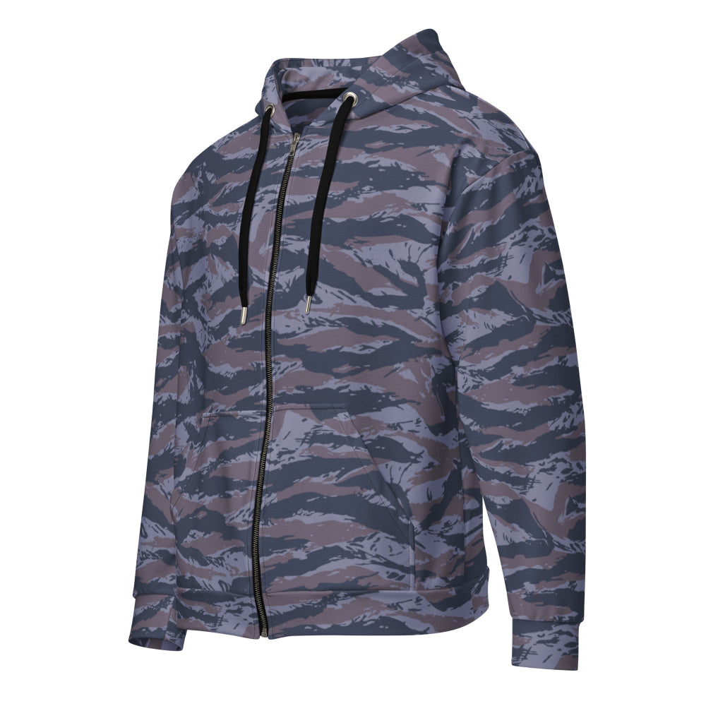 Serbian Tiger Stripe Blue Police CAMO Unisex zip hoodie - 2XS - Zip Hoodie