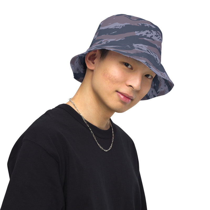 Tiger Stripe Balkan Blue CAMO Reversible Bucket Hat - Head