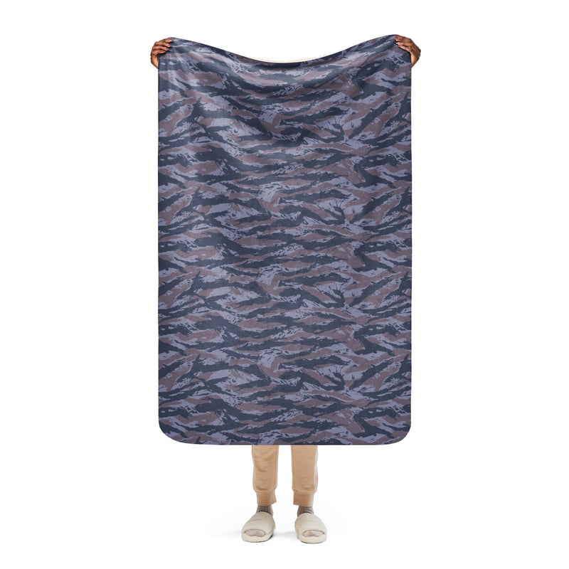 Tiger Stripe Balkan Blue CAMO Sherpa Blanket - 37″×57″