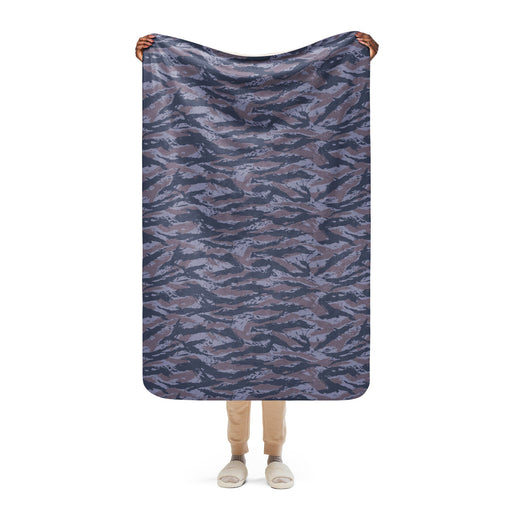 Tiger Stripe Balkan Blue CAMO Sherpa Blanket - 37″×57″