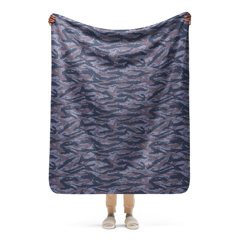 Tiger Stripe Balkan Blue CAMO Sherpa Blanket - 50″×60″