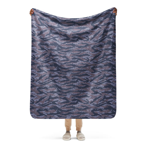 Tiger Stripe Balkan Blue CAMO Sherpa Blanket - 50″×60″