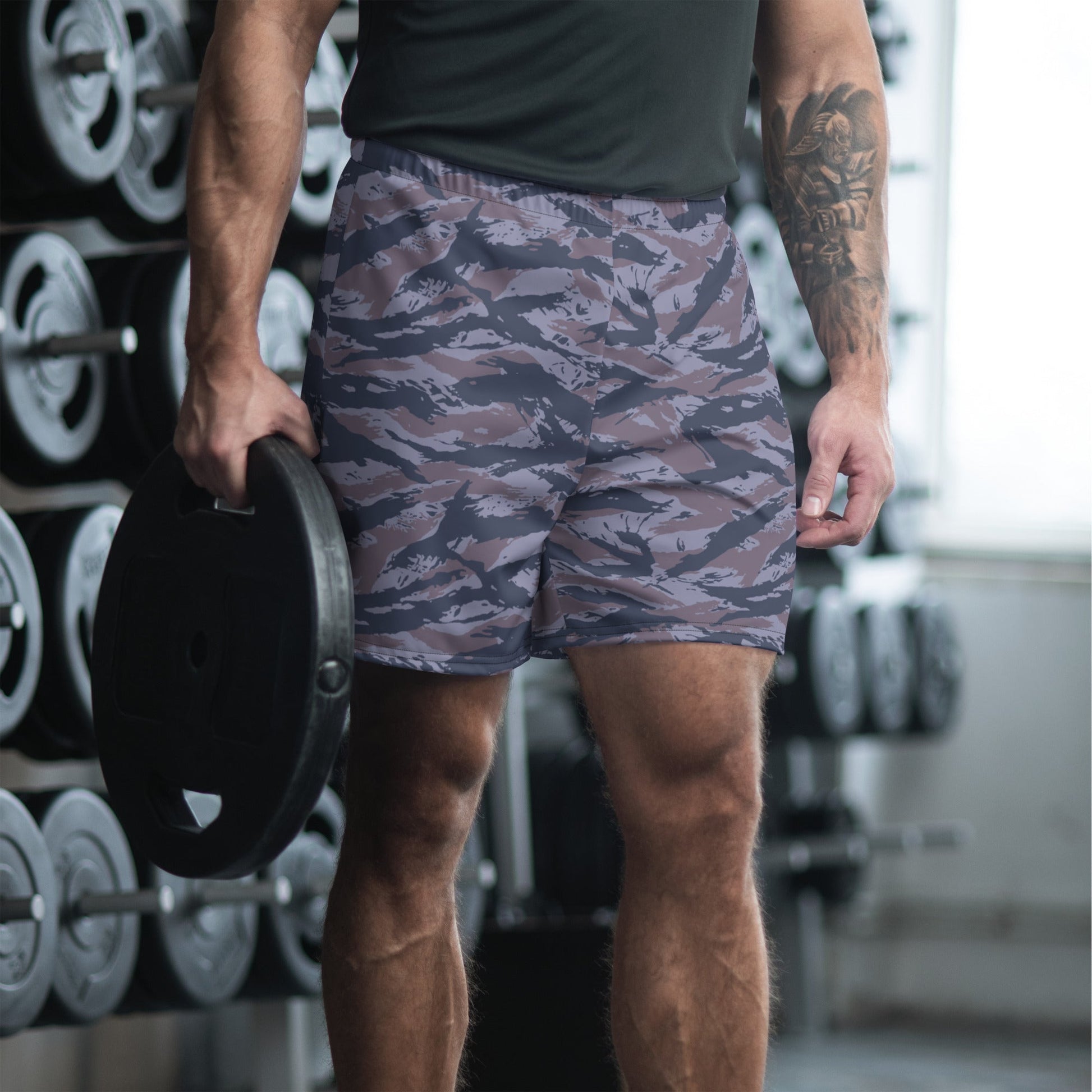 Serbian Tiger Stripe Police CAMO Unisex Athletic Long Shorts - 2XS