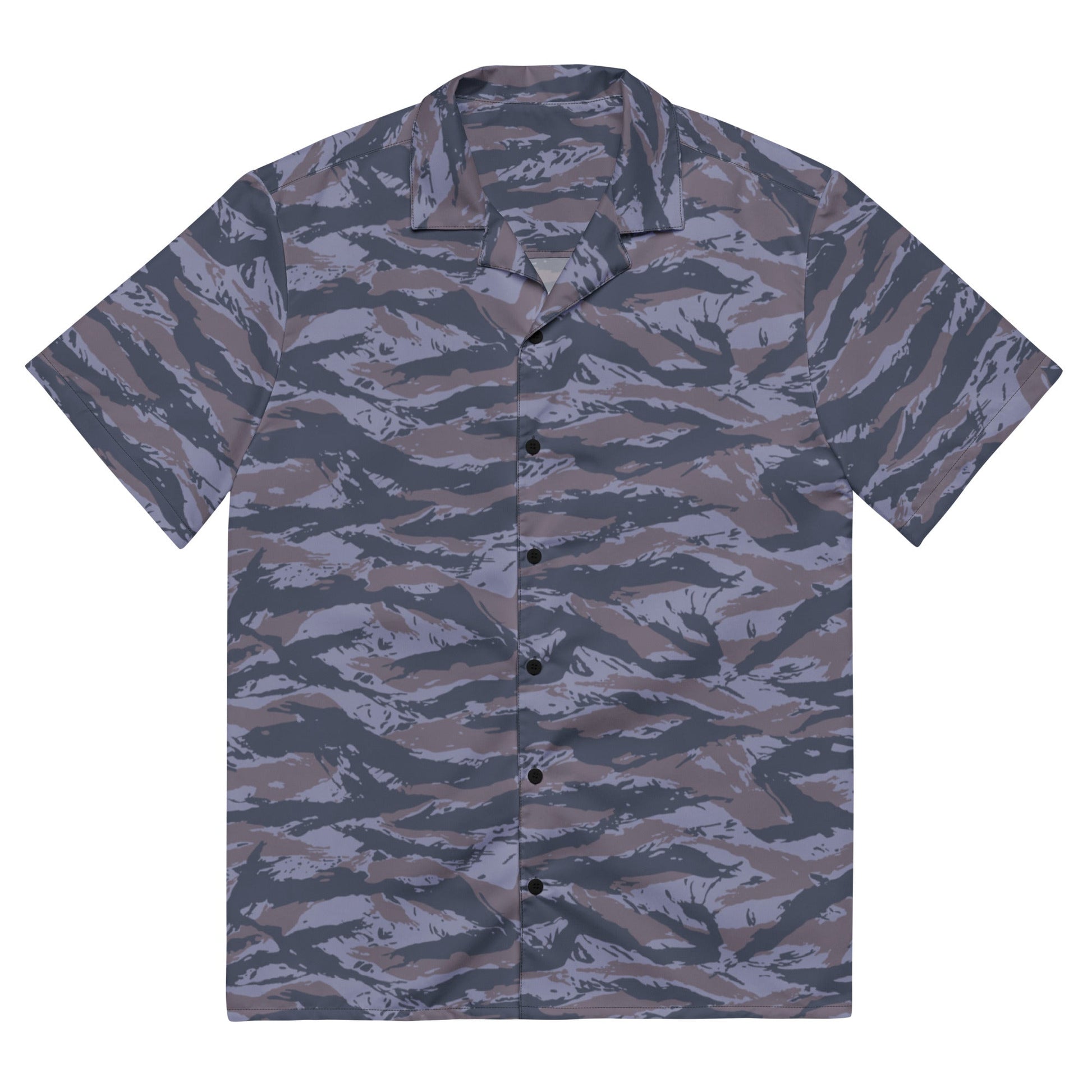 Serbian Tiger Stripe Police CAMO Unisex Short-Sleeve Button Shirt - 2XS