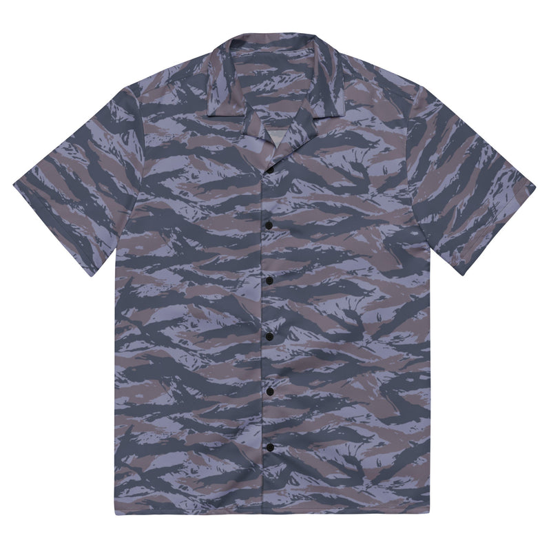 Tiger Stripe Balkan Blue CAMO Unisex Short-Sleeve Button Shirt - 2XS - Button-Up