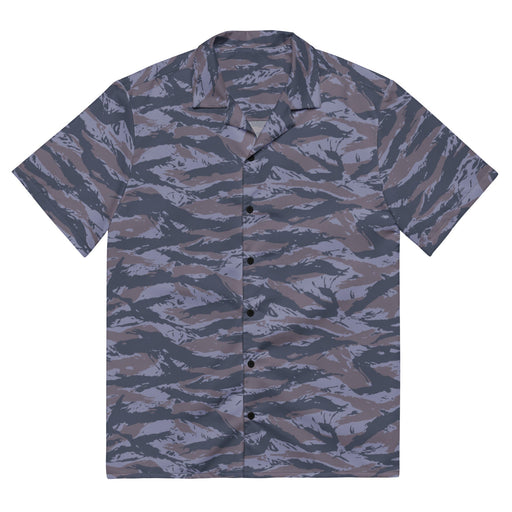 Tiger Stripe Balkan Blue CAMO Unisex Short-Sleeve Button Shirt - 2XS - Button-Up