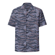 Tiger Stripe Balkan Blue CAMO Unisex Short-Sleeve Button Shirt - Button-Up