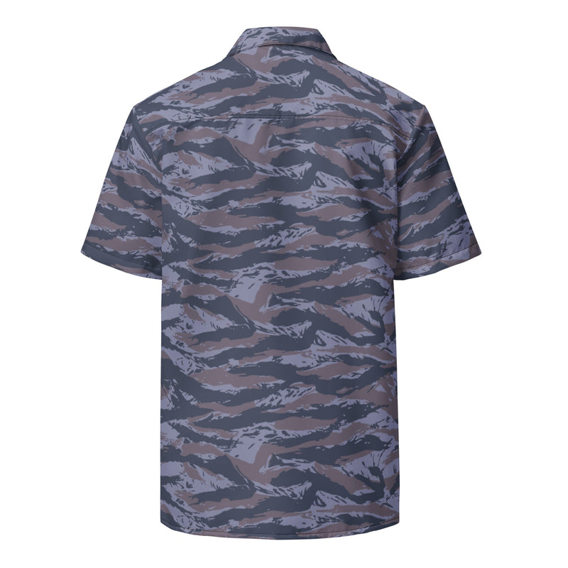Tiger Stripe Balkan Blue CAMO Unisex Short-Sleeve Button Shirt - Button-Up