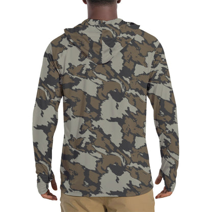 Shadow Timber CAMO Mens Sunscreen Sports Hoodie With Thumb Holes
