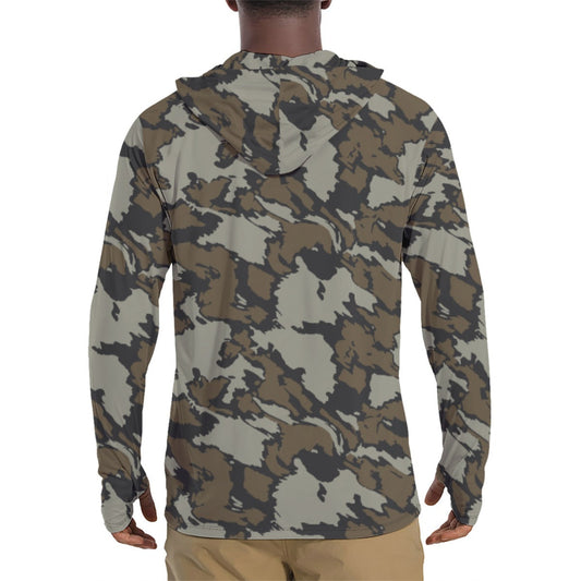 Shadow Timber CAMO Mens Sunscreen Sports Hoodie With Thumb Holes