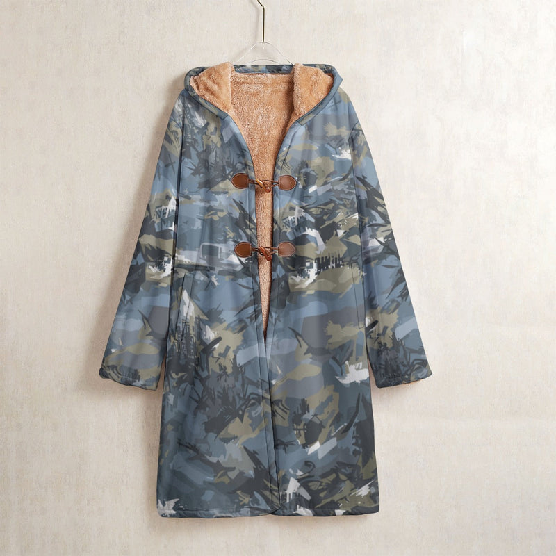 Skyhammer Close Air Support CAMO Men’s Horn Button Long Fleece Coat - S / White - Jacket