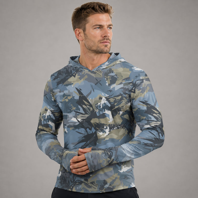 Skyhammer Close Air Support CAMO Mens Sunscreen Sports Hoodie With Thumb Holes - S / White
