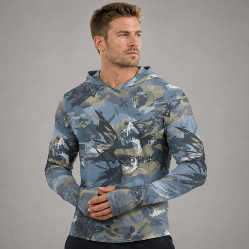 Skyhammer Close Air Support CAMO Mens Sunscreen Sports Hoodie With Thumb Holes - S / White