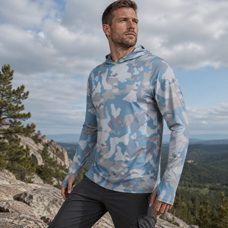 Skywatch CAMO Mens Sunscreen Sports Hoodie With Thumb Holes