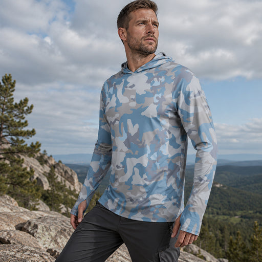 Skywatch CAMO Mens Sunscreen Sports Hoodie With Thumb Holes