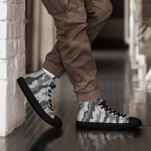 Urban Diagonal Stripe CAMO Mens High-Top Canvas Shoes - Black / 5