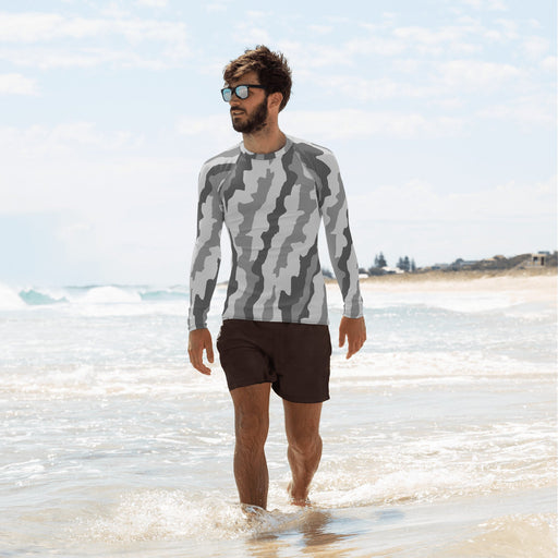 Urban Diagonal Stripe CAMO Mens Long-Sleeve Rash Guard - XS